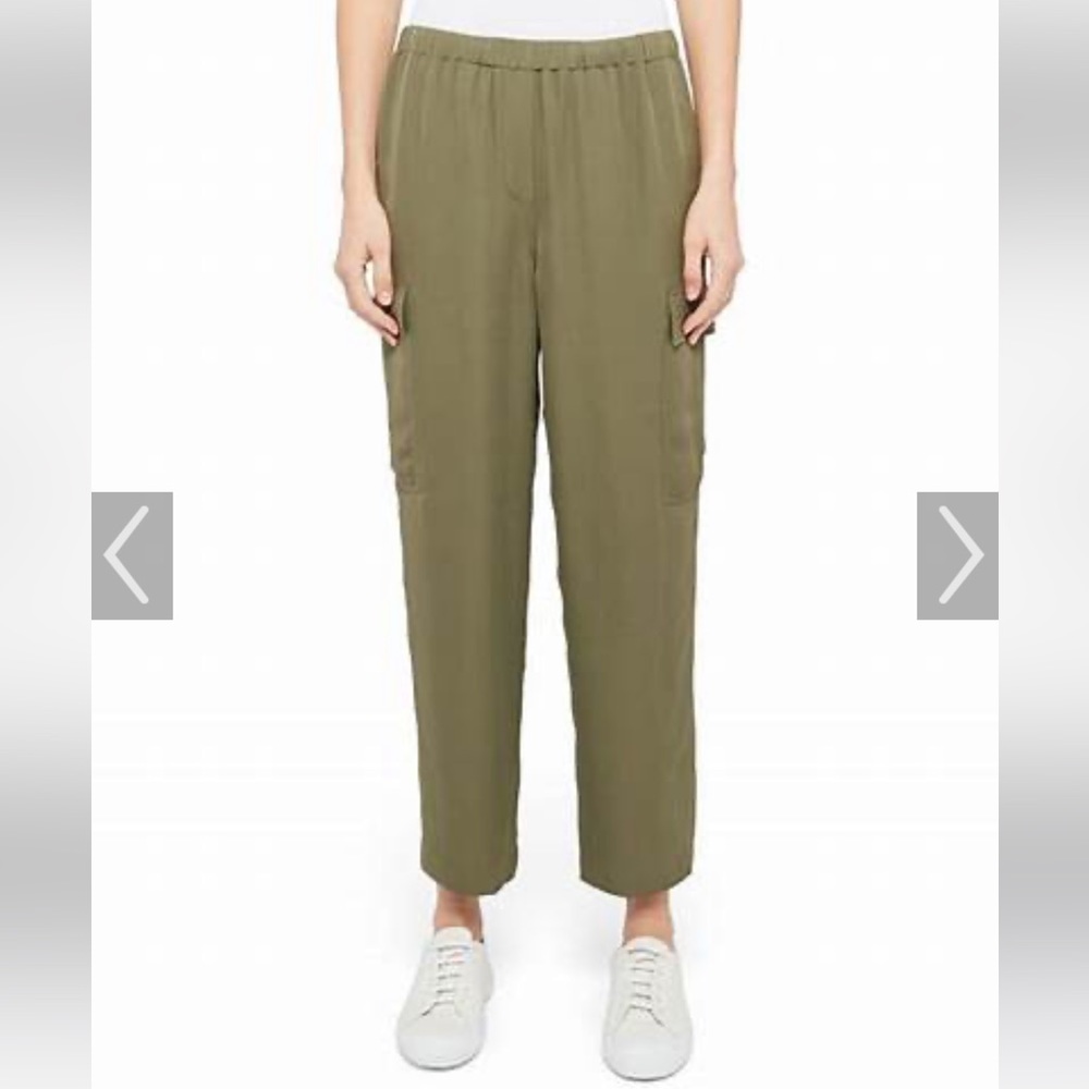 Theory Cropped Silk Cargo Pant Medium